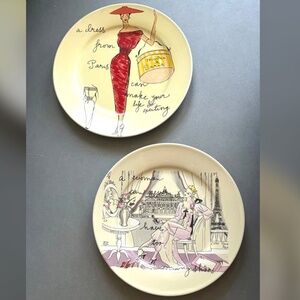 Rosanna French Ladies Image China Plates - Set of 2